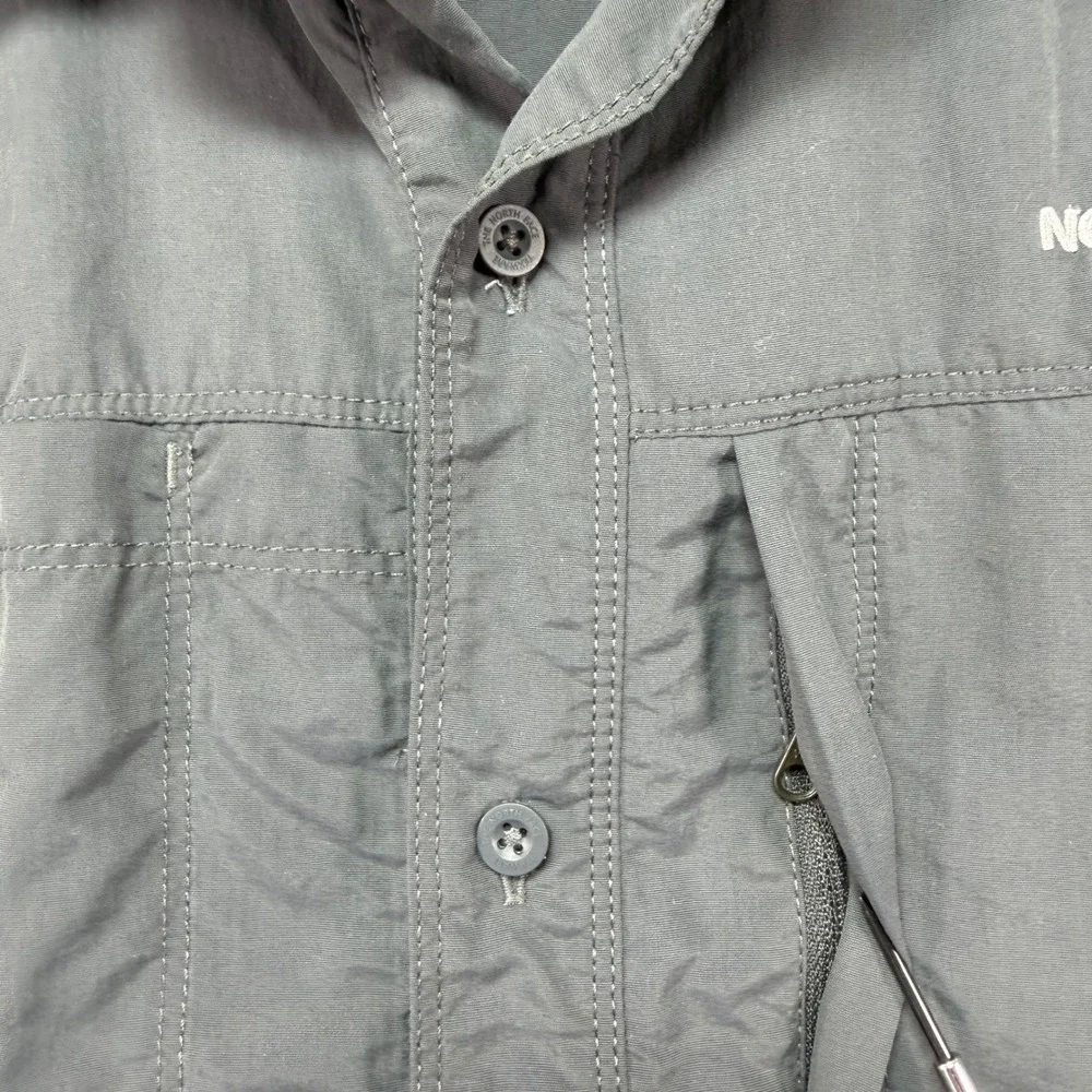 The North Face Tekware Mens XL Gray Long Sleeve Hiking Button Up Shirt Outdoor